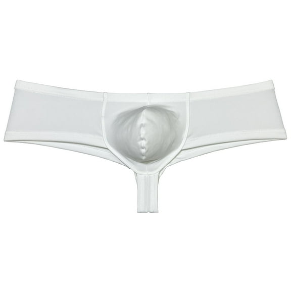 Botmois Solid Spandex Mens Cheeky Panties Hipster Half Hip Coverage Brazilian Bikini Boxers Briefs Underwear Hombre White M