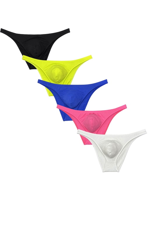 5 PACK Men's String Briefs Cheeky Dropped Pouch Bikini Tangas Elastic Posing Thongs Underwear Ultrathin Underpants Lingerie 5ASD M