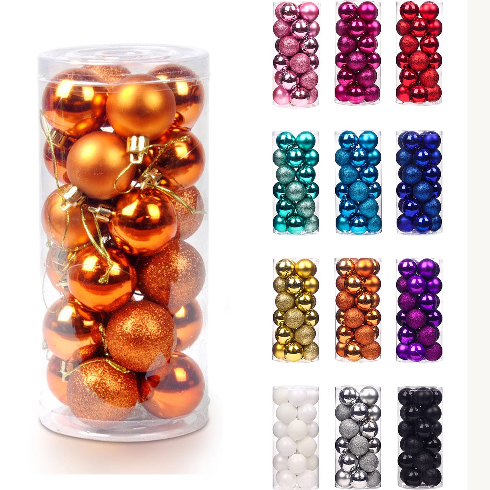 Botrong 24Pcs Christmas Tree Balls Ornaments for Xmas Christmas Tree 30mm/1.18" Shatterproof Christmas Tree Decorations Hanging Ball for Holiday Wedding Party Christmas Decorations