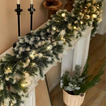 Botrong Christmas Garland 5.9ft with Led Lights String for Xmas Tree Decor Artificial Cedar Garland