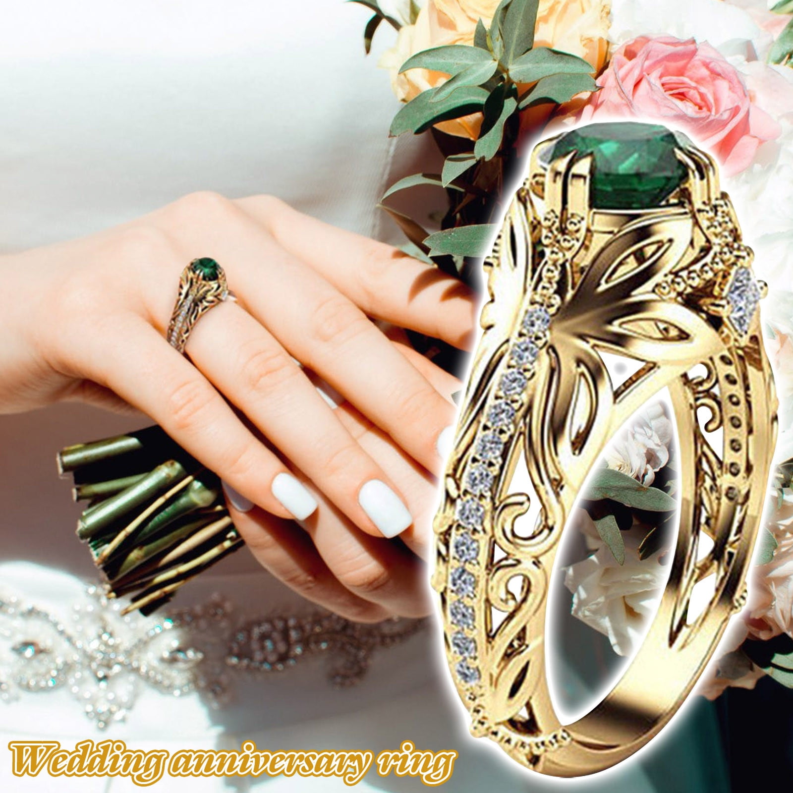 Botrong Fashion Rings for Women Bridal Wedding Romantic Jewelry