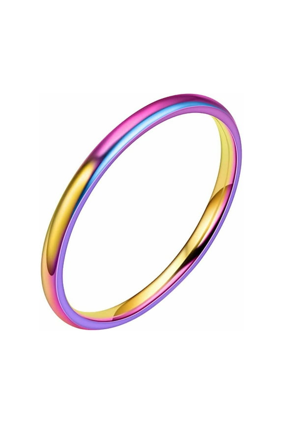 Botrong Rings for Women 2Mm Stainless Steel Smooth Ring Titanium Steel Couple Ring Jewelry Size 5-12