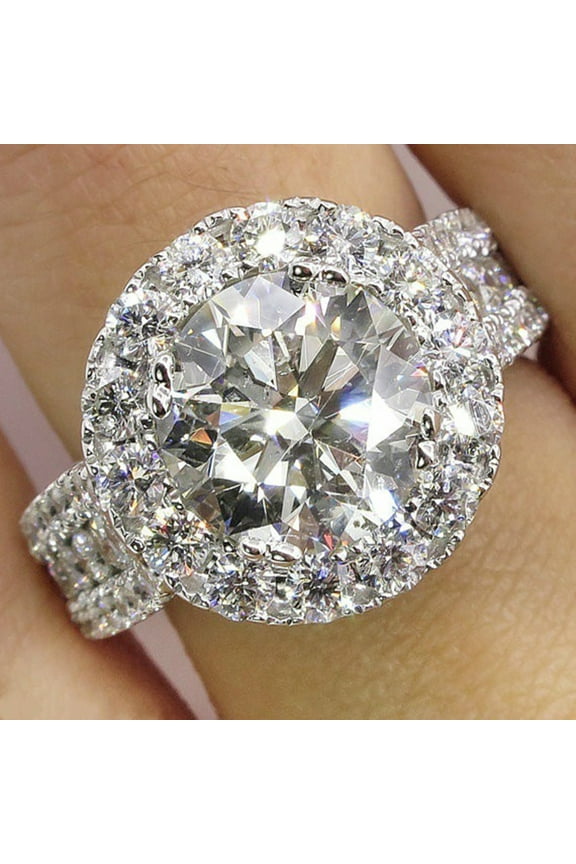 Botrong Rings for Women Luxurious And Elegant Diamond Zircon White Openwork Ring Ladies Jewelry on Clearance