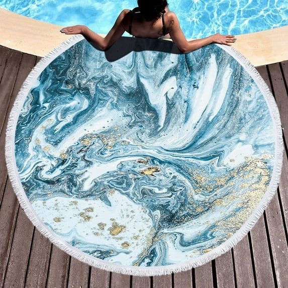 Botrong Round Printed Beach Towel Microfiber Shawl Beach Towel Beach Mat