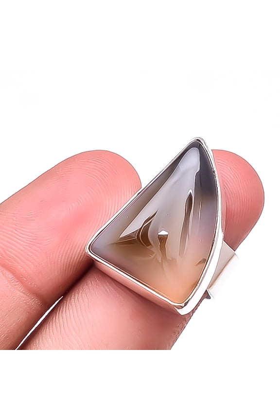Botswana Agate - Botswana Designer Handmade 925 Sterling Silver Ring S.7.5 R13