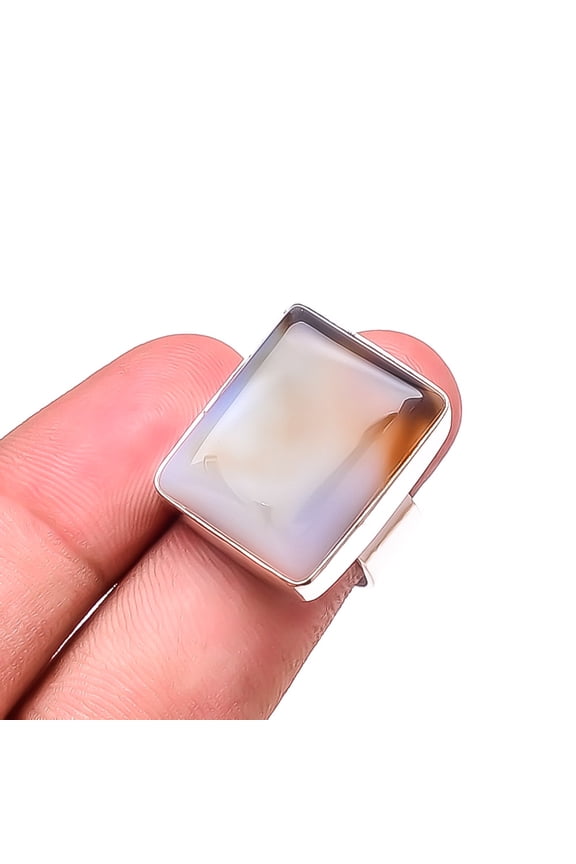 Botswana Agate - Botswana Designer Handmade 925 Sterling Silver Ring S.7.5 R16
