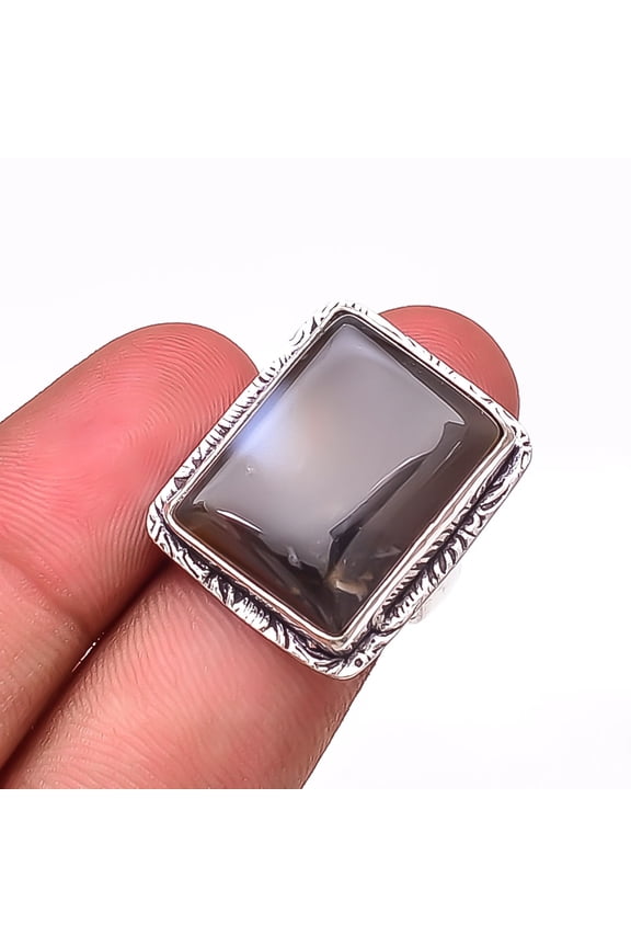 Botswana Agate - Botswana Designer Handmade 925 Sterling Silver Ring S.7.5 R8