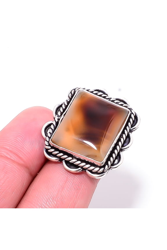 Botswana Agate - Botswana Designer Handmade 925 Sterling Silver Ring S.7 R17