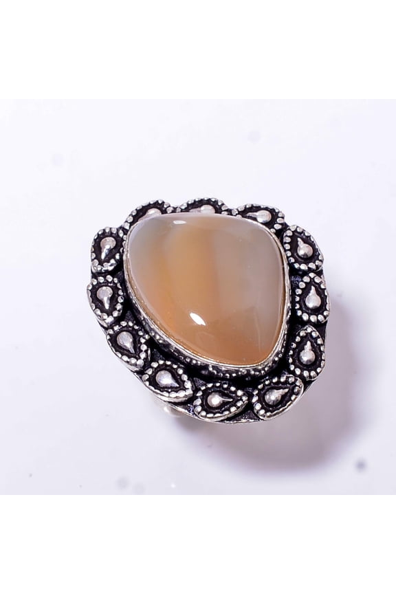 Botswana Agate - Botswana Designer Handmade 925 Sterling Silver Ring S.8.5 R37