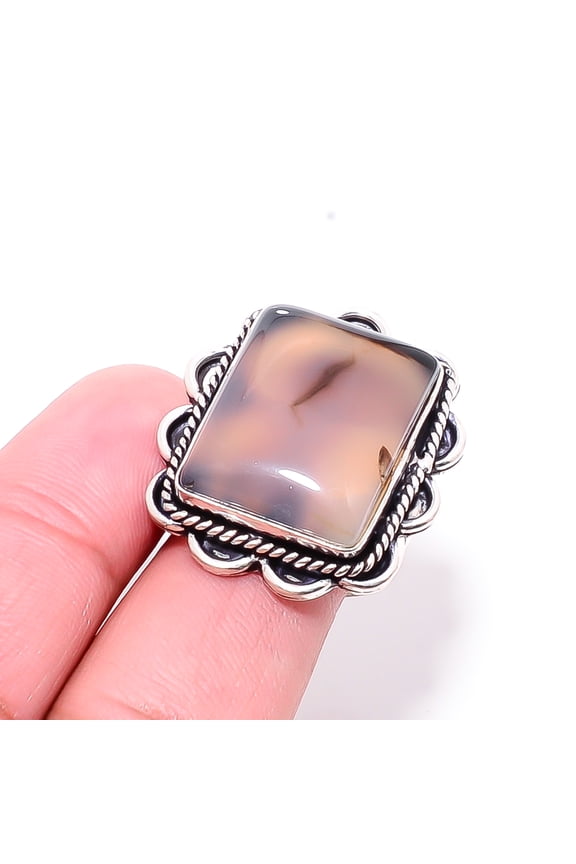 Botswana Agate - Botswana Designer Handmade 925 Sterling Silver Ring S.8.5 R4