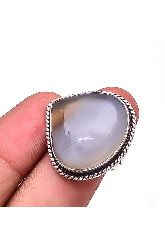 Botswana Agate - Botswana Designer Handmade 925 Sterling Silver Ring S.8 R11