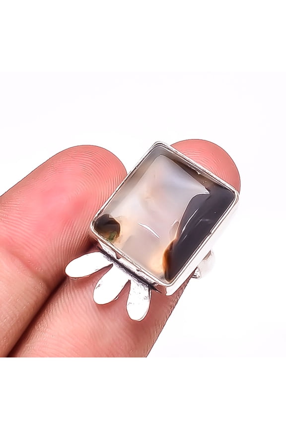 Botswana Agate - Botswana Designer Handmade 925 Sterling Silver Ring S.8 R12