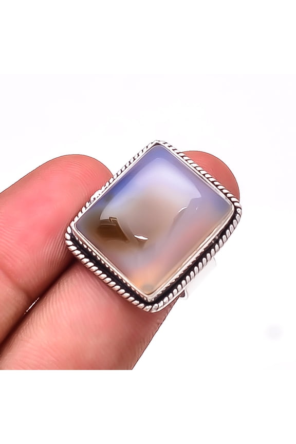 Botswana Agate - Botswana Designer Handmade 925 Sterling Silver Ring S.8 R19