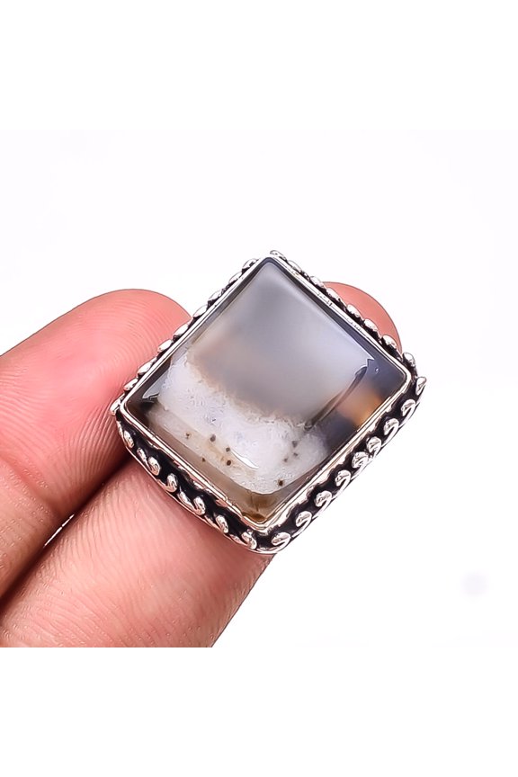 Botswana Agate - Botswana Designer Handmade 925 Sterling Silver Ring S.8 R5
