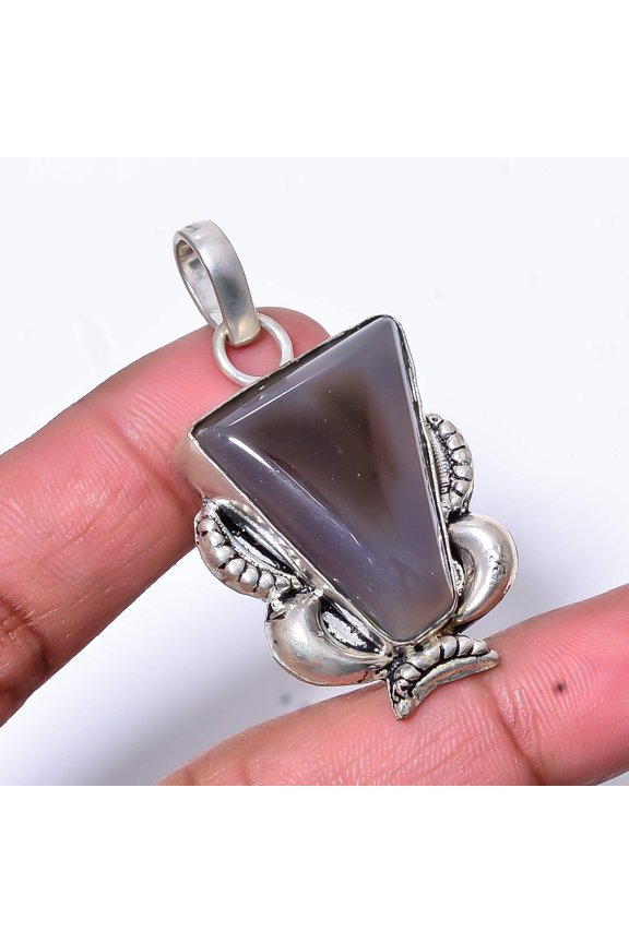 Botswana Agate - Botswana Handmade 925 Sterling Silver Pendant 1.95" P127