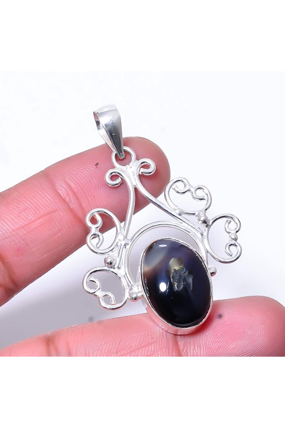 Botswana Agate - Botswana Handmade 925 Sterling Silver Pendant 1.95" P151