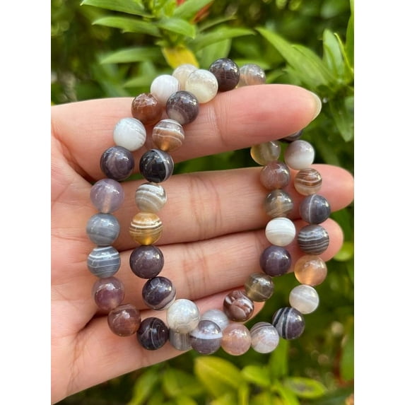 Botswana Agate Crystal Bead Bracelet 8mm, Genuine Botswana Agate Stretch Gemstone Bracelet, Healing Crystal Bracelet Bead Bracelet, Gift for Men & Women