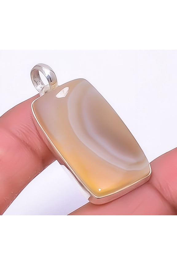 Botswana Agate Handmade Gemstone 925 Silver Plated Jewelry Pendant 1.64" A357, Valentine's Day Gift, Birthday Gift, Beautiful Jewelry For Woman