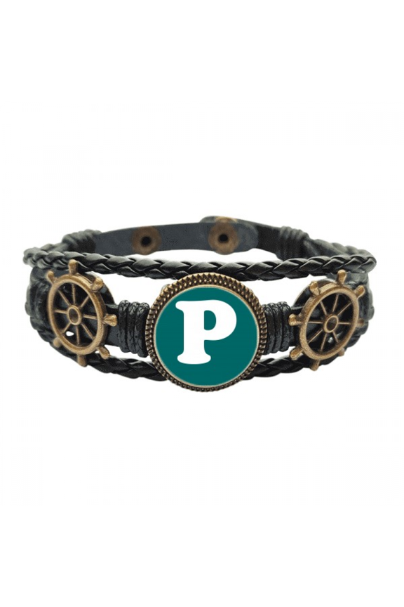 Botswana Currency Symbol Pula BWP Leather Braided Ocean Bracelet Wristband