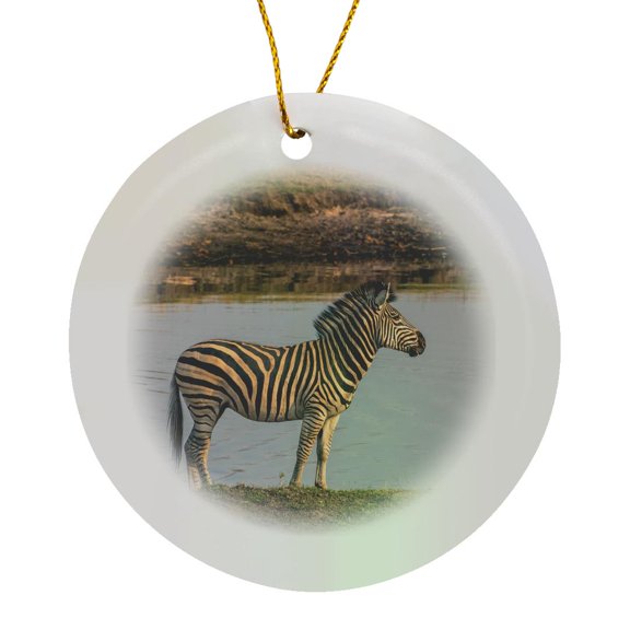 3drose, Botswana. Keeping a Watch Out for Crocodiles in the River., Circle Porcelain Ornament