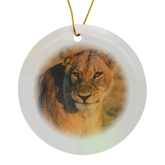 3drose, Botswana. Savuti. Lioness Portrait, Circle Porcelain Ornament