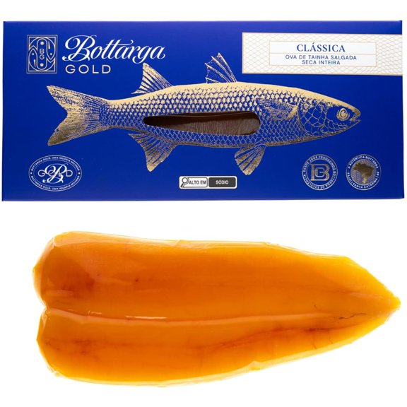 Bottarga Gold Bottarga Di Muggine Dried Mullet Fish Roe With Recipe Book, 3.5 Oz