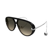 Bottega Veneta BV1273S 010 63mm Geometric Sunglasses Womens Black/Silver