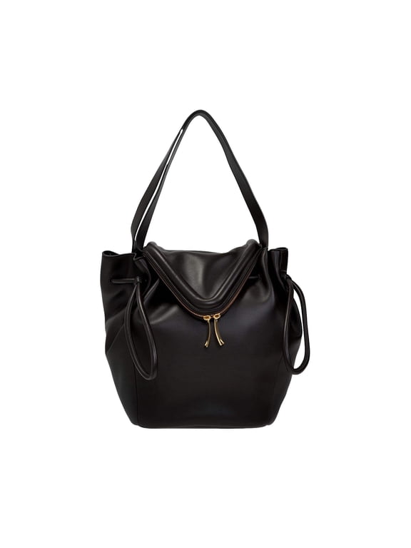 Beak Large Black Calfskin Shoulder Bag 666511