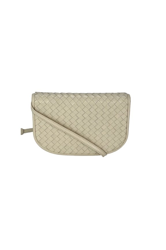 Pre-Owned Bottega Veneta Intreciato white leather Shoulder Clutch Bag