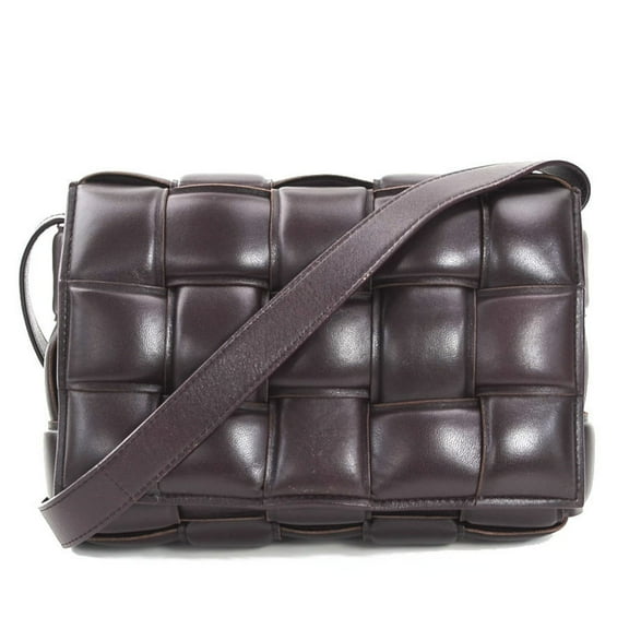 Pre-Owned Bottega Veneta Padded Cassette Shoulder Bag, Leather, Dark Brown, Women's,... (Good)