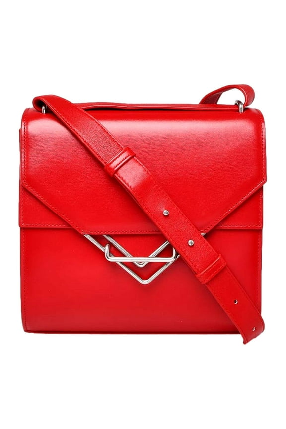 The Clip Womens Shoulder and Crossbody Bag Chili Red Calfskin Leather