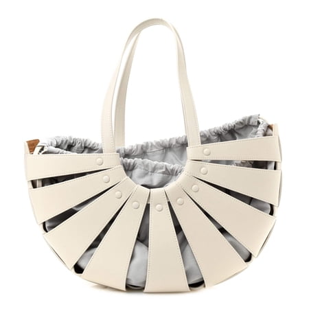 Bottega Veneta The Shell French Calfskin Leather Tote Bag, Frost White