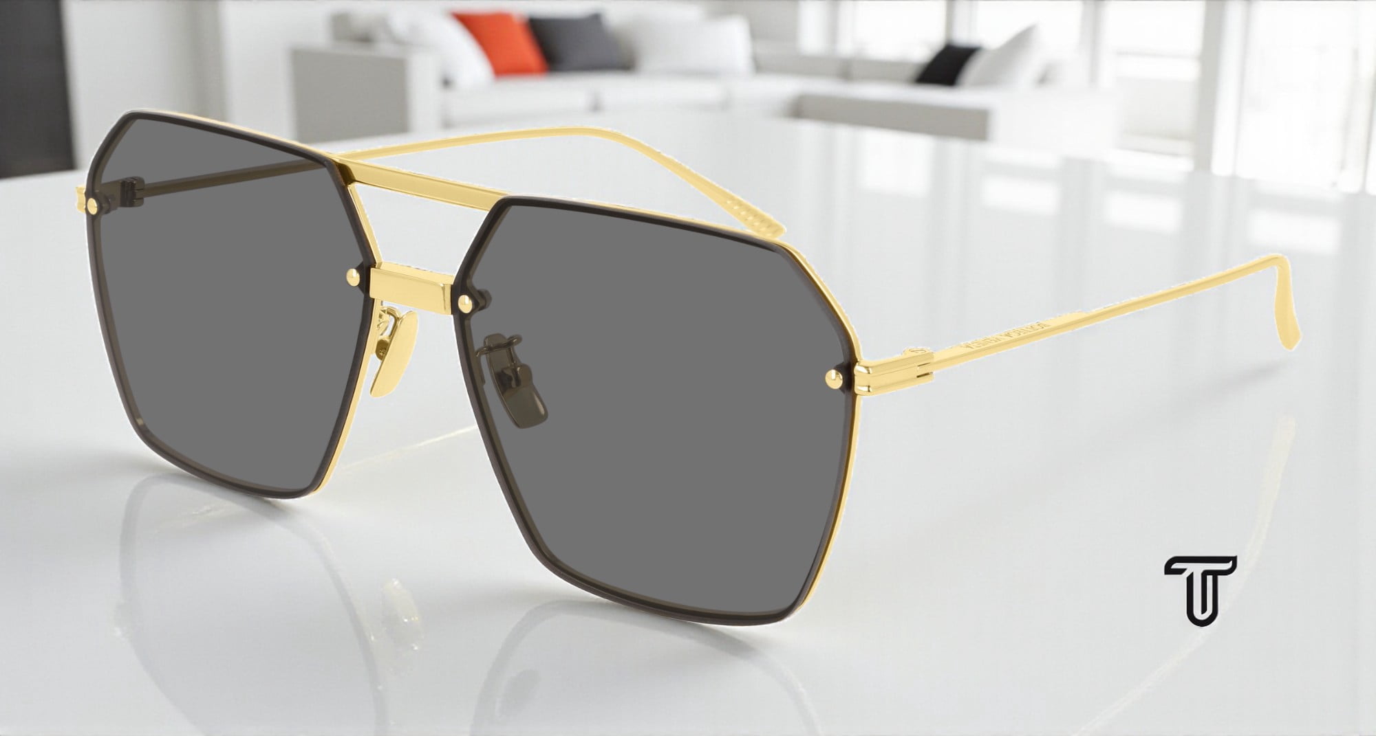 NEW BV1045S 001 BOTTEGA VENETA GOLD/GREY WOMEN BOTTEGA VENETA SUNGLASSES Bottega Veneta NEW BOTTEGA VENETA BV1045S 001 AVIATOR  main image 3