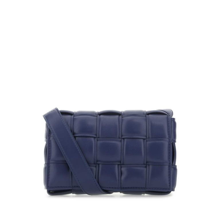 Bottega Veneta Woman Navy Blue Nappa Leather Mini Padded Cassette Crossbody  Bag