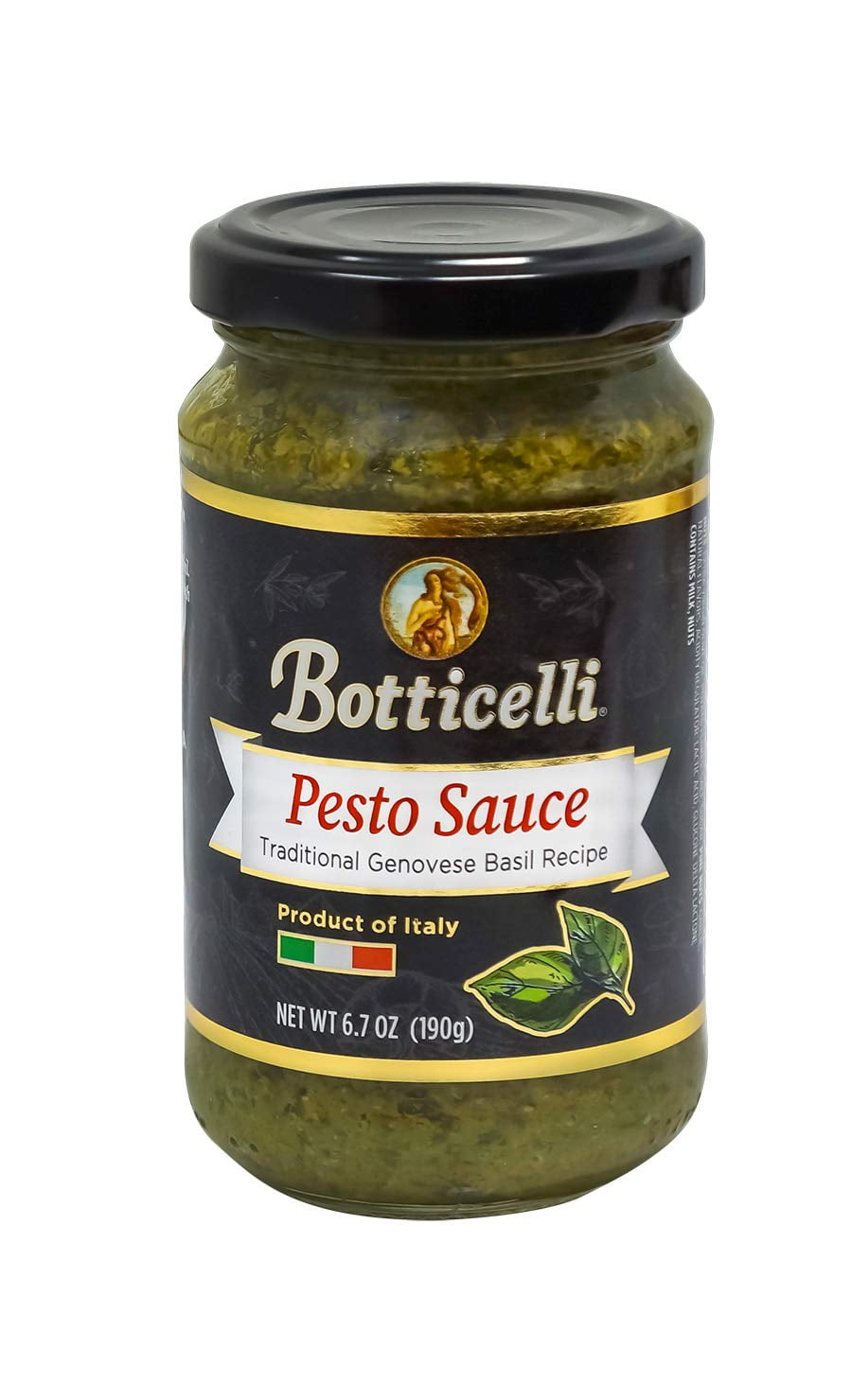 Botticelli Premium Fresh Basil Pesto Sauce for Pasta, Salad Dressing, Sandwich & Dip - Ready-to-Use Traditional Genovese Basil Pesto Made from Italy (6.7oz) (2 Pack)