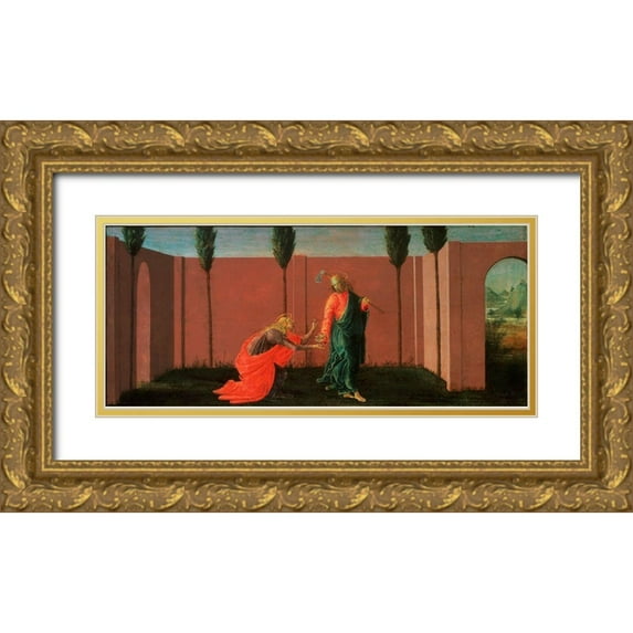 Botticelli, Sandro 24x13 Gold Ornate Wood Framed with Double Matting Museum Art Print Titled - Noli Me Tangere