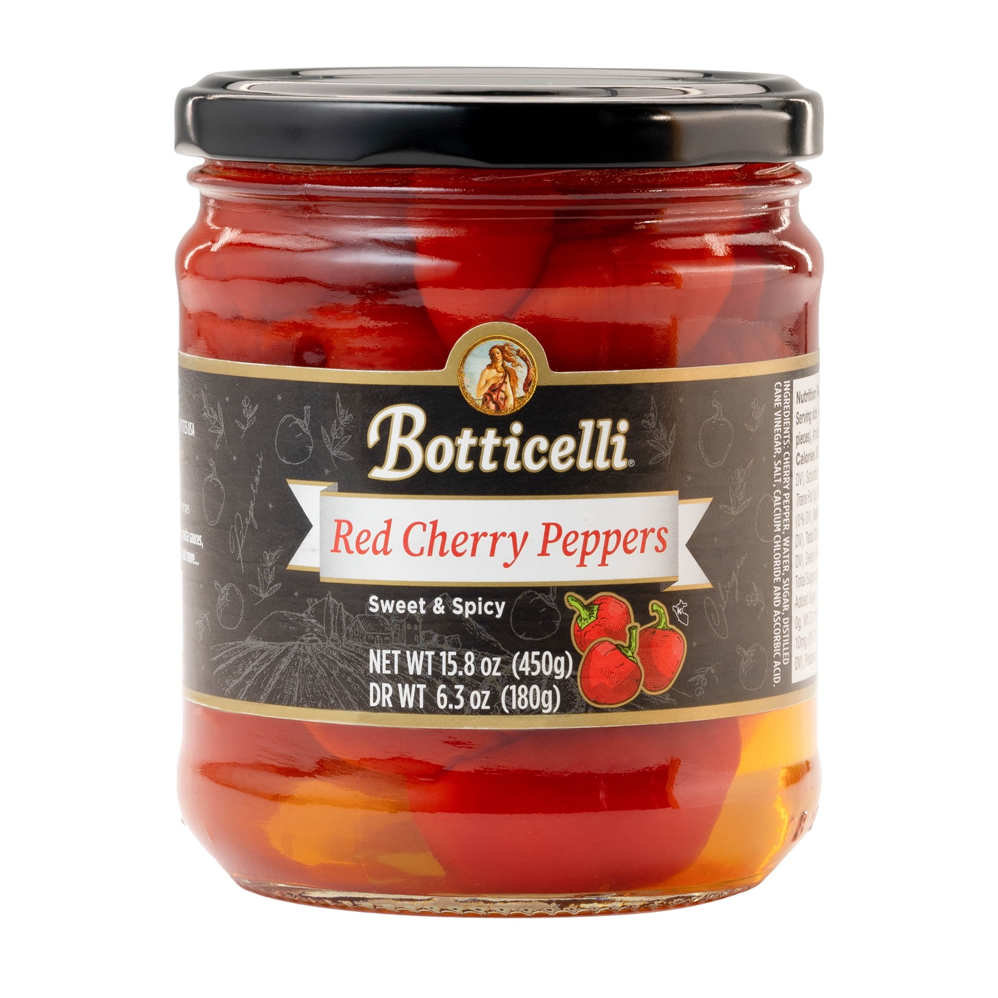 Botticelli Sweet & Hot Cherry Peppers, 15.8 oz, 6 Servings