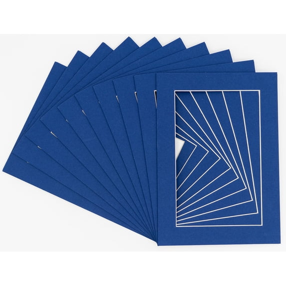 Bottle Blue Acid Free 12x16 Picture Frame Mats with White Core Bevel Cut for 8.5x11 Pictures - Fits