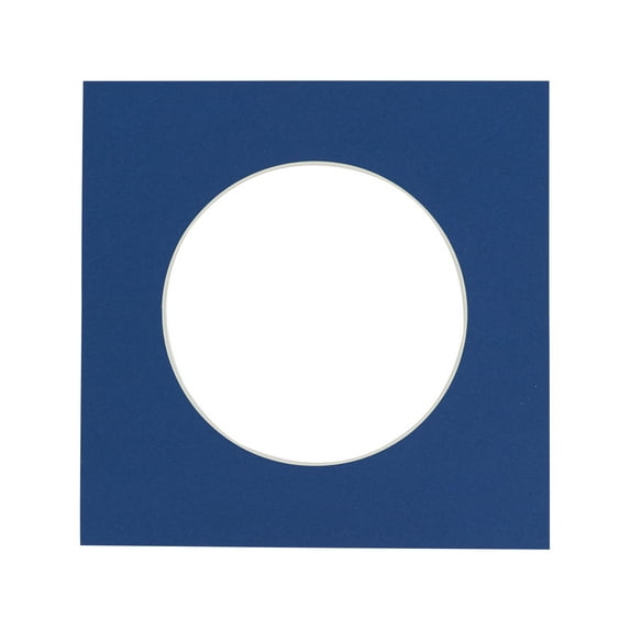 Bottle Blue Acid Free 7x7 Cirlce Picture Frame Mat with White Core Bevel Cut for 5x5 Pictures -