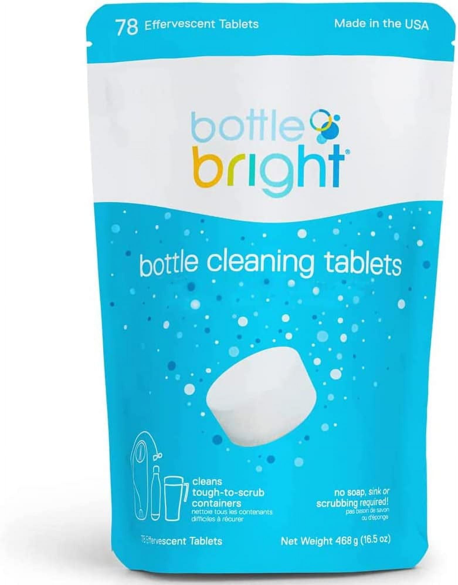 Bottle Bright Single Pack (12 Tablets)- Clean Stainless Steel, Thermos,  Tumbler, Insulated and Reusable Water Bottles –Cleaning Tablets are Easy  and