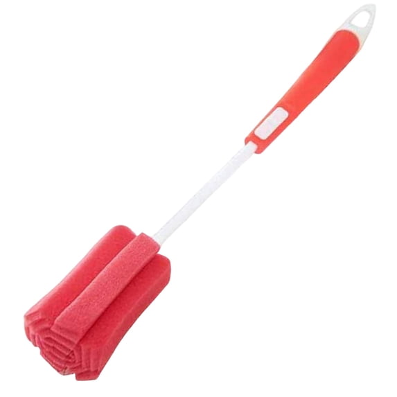 Bottle Brush, Adjustable Long Handle Cup Cleaner Brush, Sponge Bottle Scrubber, Portable Sponge Cleaning Brush for Cups, Wine Glasses, Water Bottles, Baby Bottles and Vacuum Flasks, Red