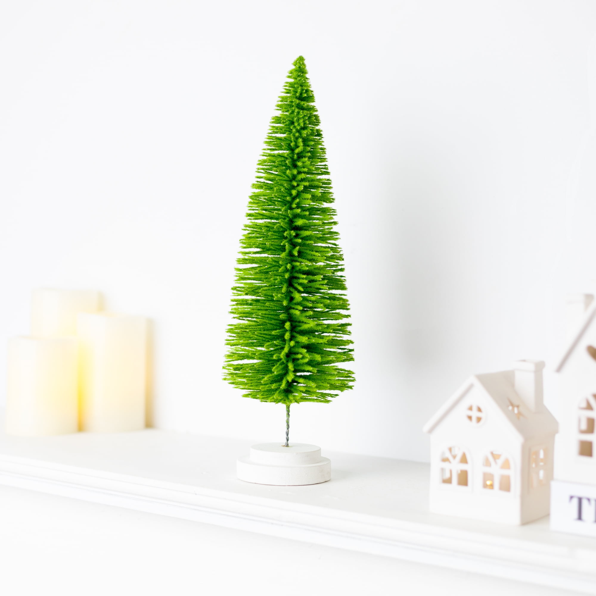 Bottle Brush Artificial Mini Christmas Tree - 14" - Fern Green