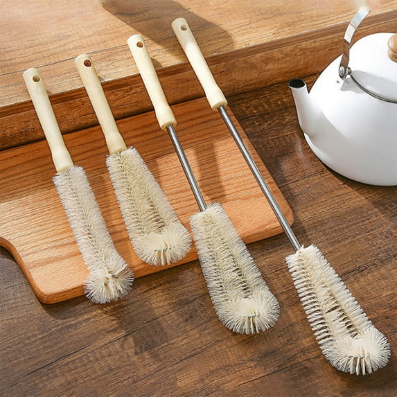 Bottle Brush Basdi Cup Brush with Long Wooden Handle - No Dead Corner Cleaner for Bottles and Cups | Tough Bristles, Dishwasher Safe, Ergonomic for Baby Bottles and Kitchen Use, Long Handle Cleaner