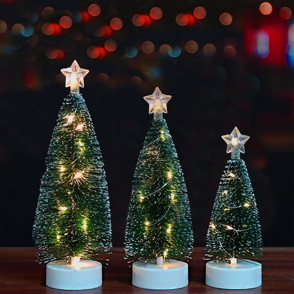 Bottle Brush Christmas Trees,3 Pcs Mini Christmas Tree,6.7/7.9/9 Inch Artificial Mini Pine Needle Xmas Pine Tree for Dining-Table Home Office Table Top Christmas Decor (White)