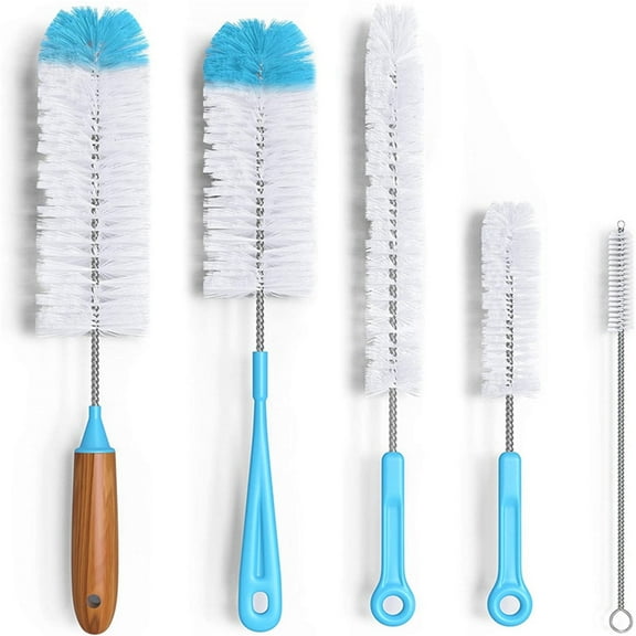 5 Pack Bottle Brush Cleaner,Long Handle Water Bottle Cleaner, Assorted Brush for Bottle Cleaning,Multiple Size Bottle Brushes for Narrow Neck Bottles,Sport Bottles,Tumblers,Beer Brewing Supplies