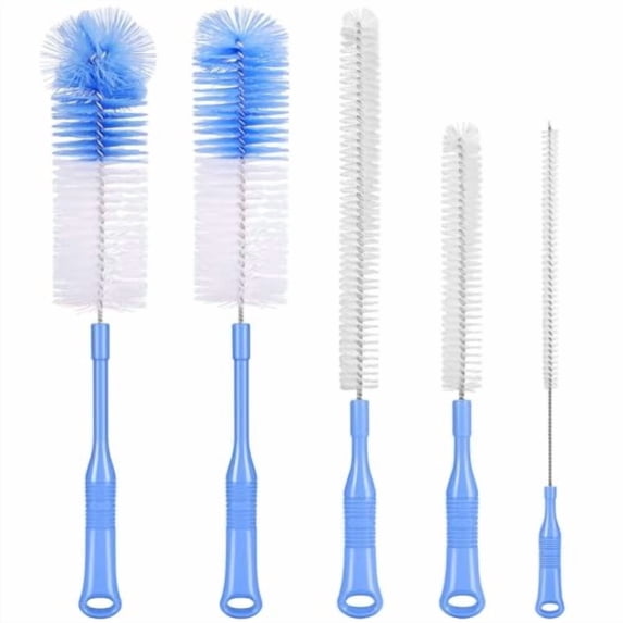 Bottle Brush Cleaner 5 Pack - Long Handle Water Bottle and Straw Cleaning Brush Set for Washing Narrow Neck Bottles,Sport Bottles,Kombucha,Wine Decanter,Flask,Beer Brewing Supplies