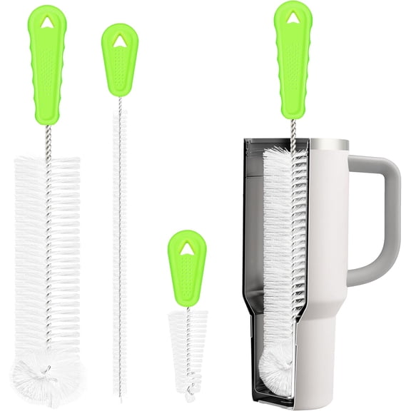 Bottle Brush Cleaner Set of 3, 14 in Long Handle Water Bottle & Straw Cleaner Brushes for Washing Tumblers, Baby Bottles, Cup Lid Cleaning Brush