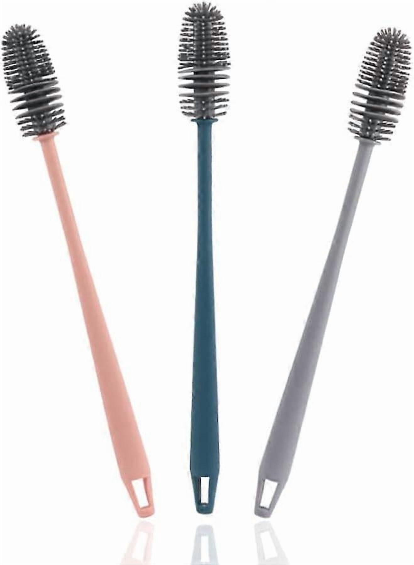 Bottle Brush, Long Handled Cleaning Brush, Silicone Dish Brush, 3
