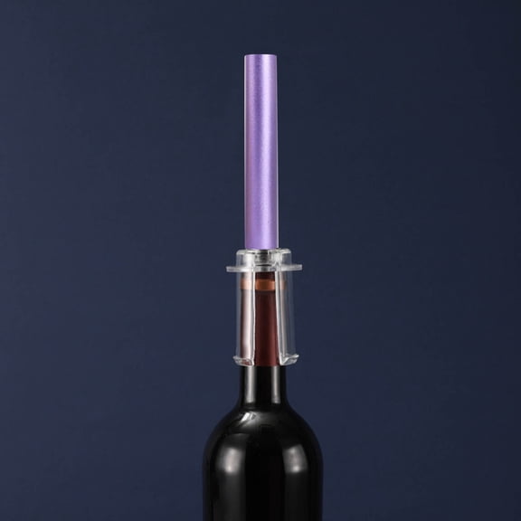 Bottle & Can Opener for Seamless Barware Experience Air Cork Remover with Push-Button Mechanism Quick Effortless Cork Extraction While Preserving Through Precise, 7.68×1.79 inch, Purple