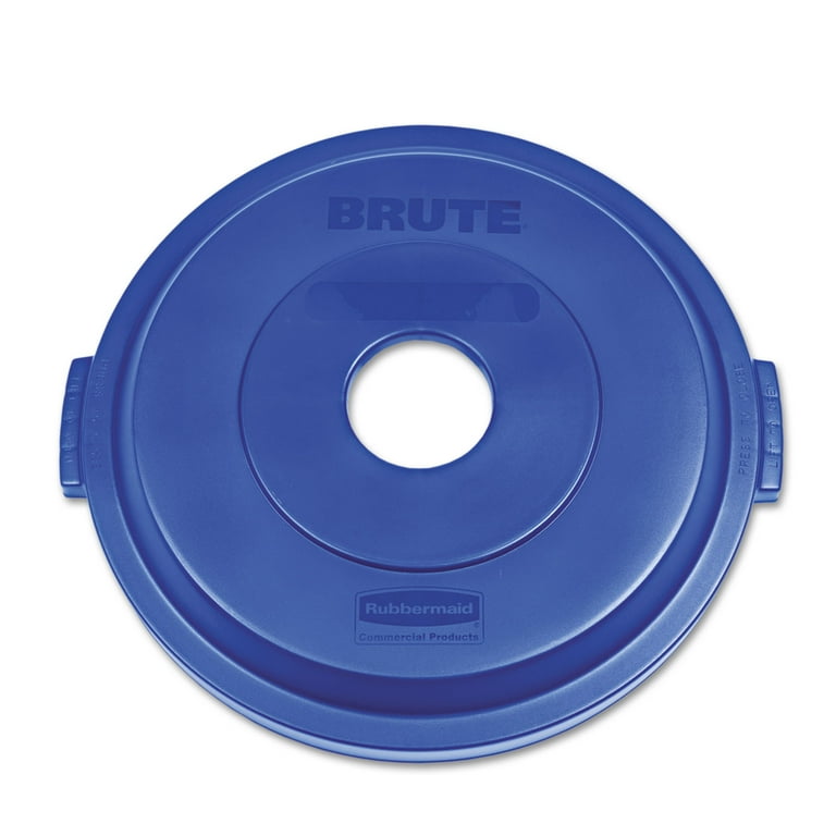 Bottle/Can Recycling Top for BRUTE 32 gal Containers, Round Openings, 9.8w x 22.9d x 22.3h, Blue Bottle/Can Recycling Top for BRUTE 32 gal Containers, Round Openings, 9.8w x 22.9d x 22.3h, Blue